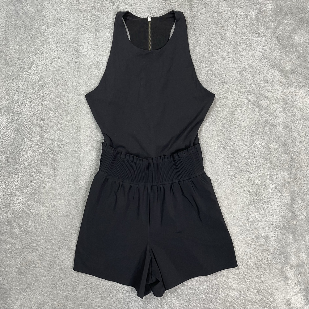 Athleta Romper Womens M Black Sleeveless Racerback Zip Back Activewear Stretch